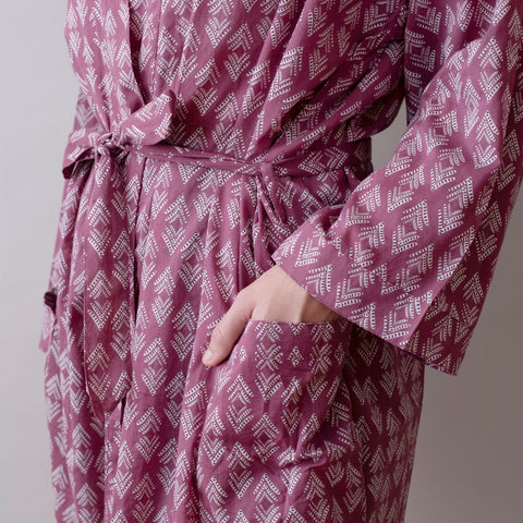 Lamba Raspberry Block Printed Cotton Robe