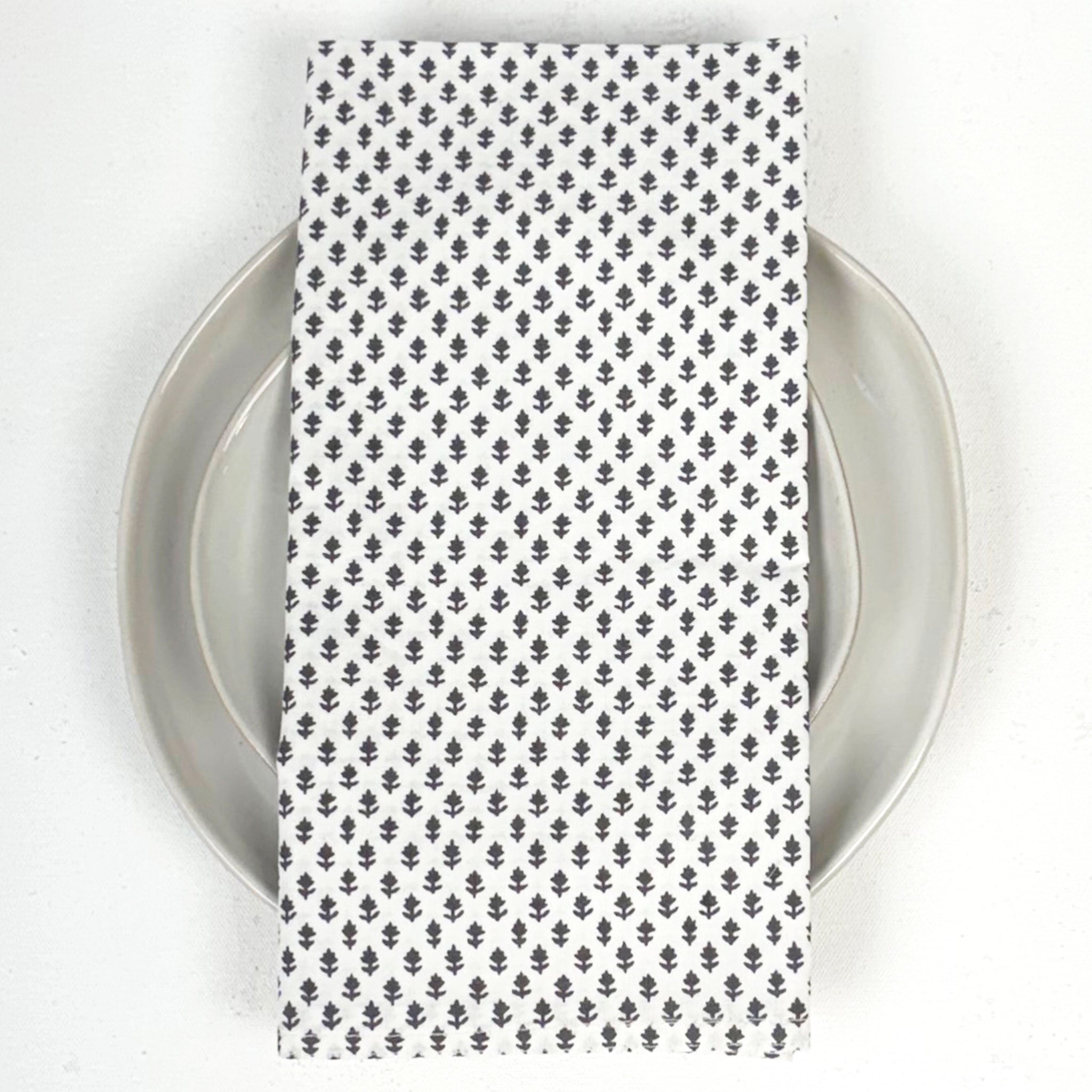 Adeline Snow Dark Gray Block Printed Napkins