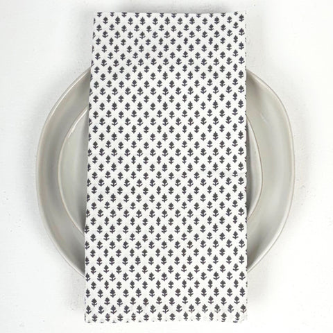 Adeline Snow Dark Gray Block Printed Napkins