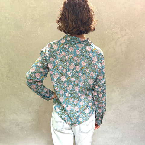 Pali Top- Bella Aqua in Lightweight Cotton
