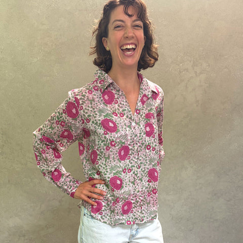 Pali Top- Capri Pink in Lightweight Cotton
