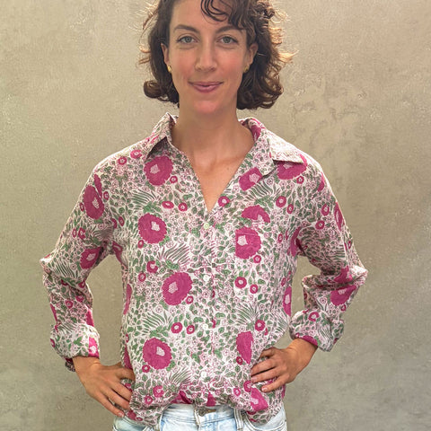 Pali Top- Capri Pink in Lightweight Cotton