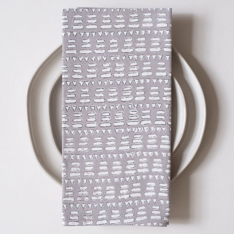 Matta Gray Block Printed Napkins