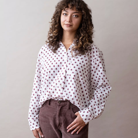 PRE-ORDER Pali Top- Azou Snow Fig in Cotton Linen