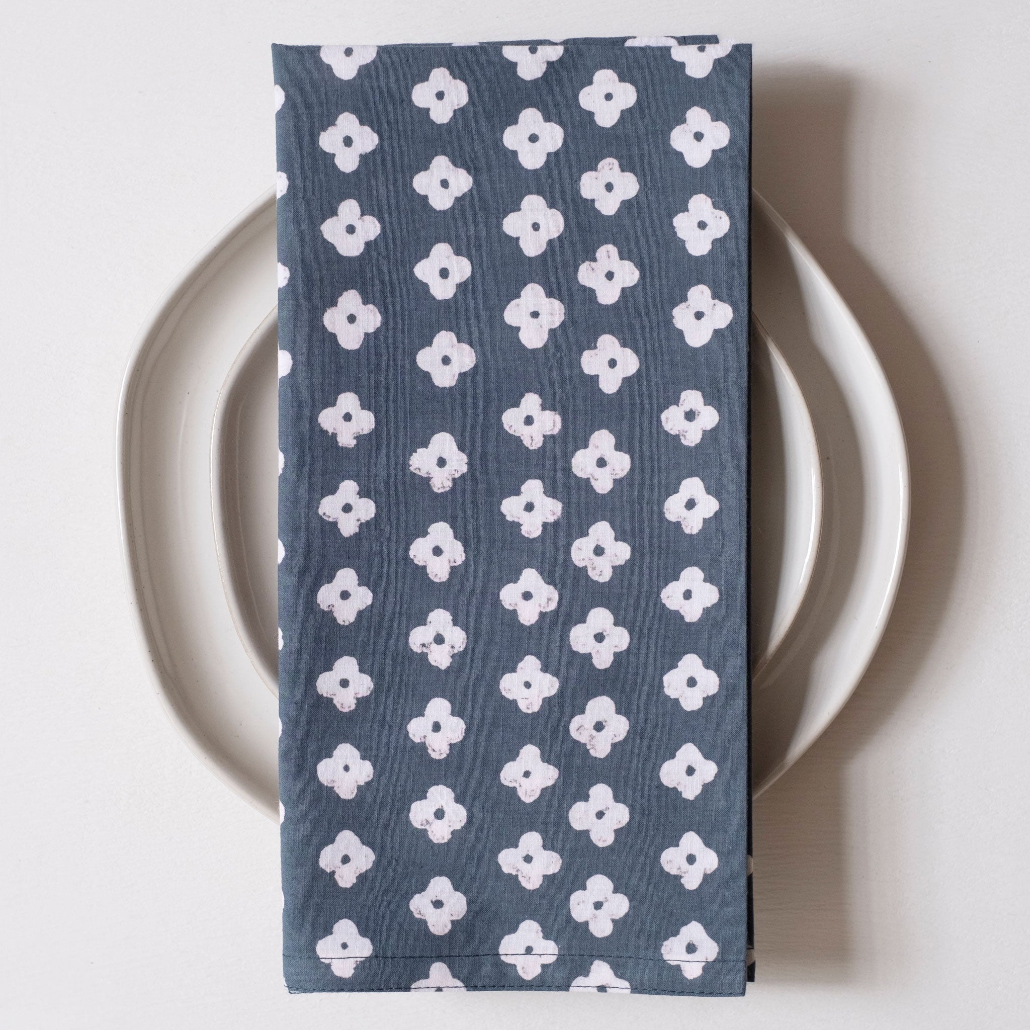 Suki Dark Sea Block Printed Napkins