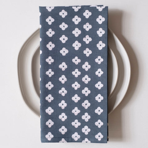 Suki Dark Sea Block Printed Napkins