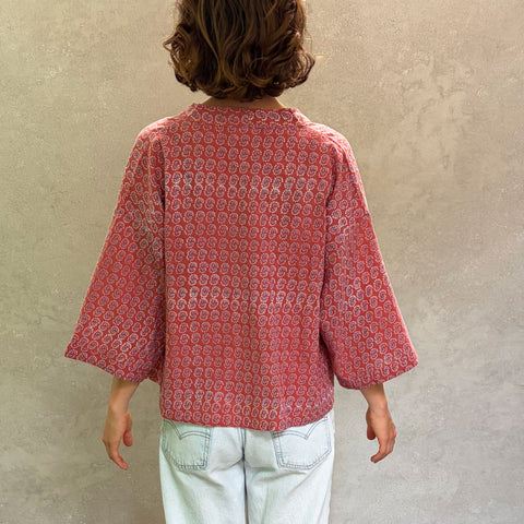 Sunburst Terracotta Short Haori in Cotton Linen