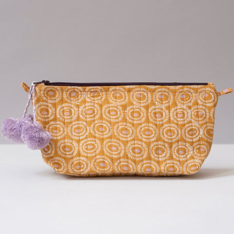 Tangier Tangerine Block Printed Makeup Pouch