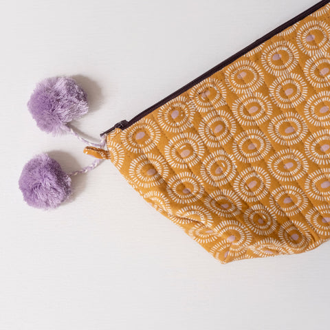 Tangier Tangerine Block Printed Makeup Pouch