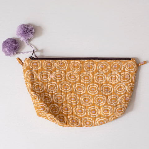 Tangier Tangerine Block Printed Makeup Pouch