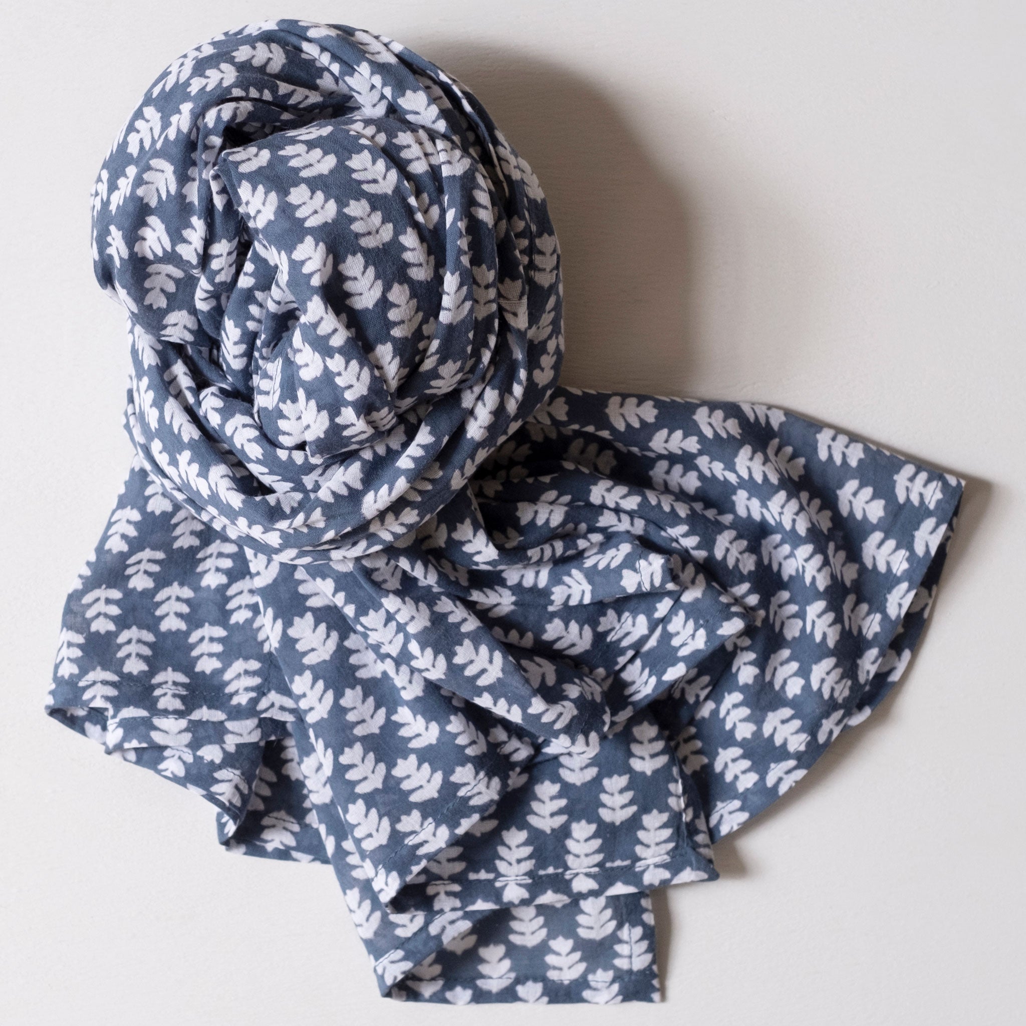 Tula Dark Sea Block Printed Scarf