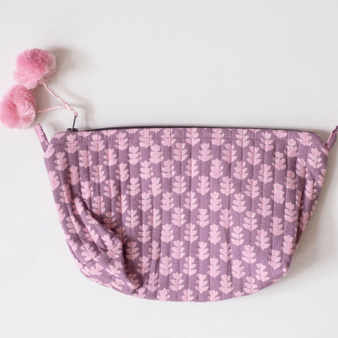 Orchid Pink Block Printed Makeup Pouch