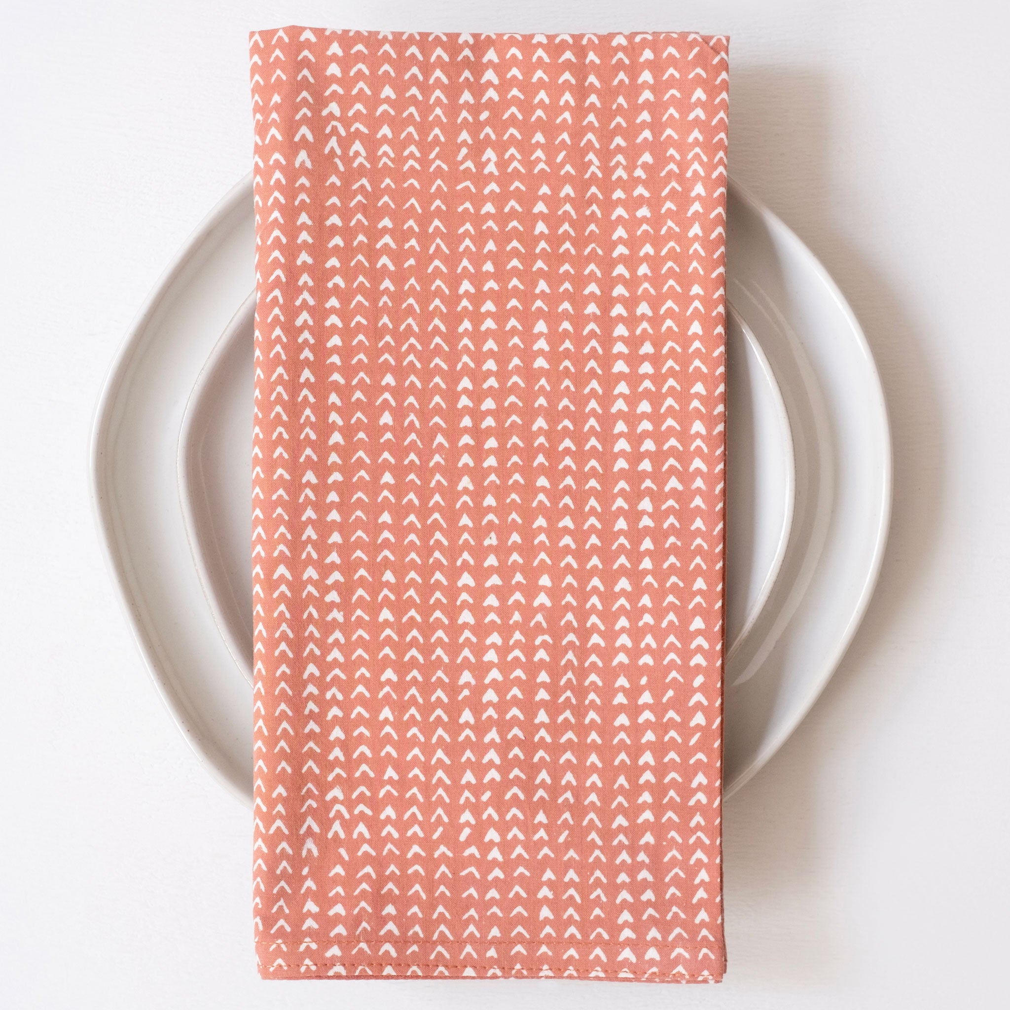 Beckett Coral Block Printed Napkins - set of 4