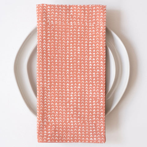 Beckett Coral Block Printed Napkins - set of 4