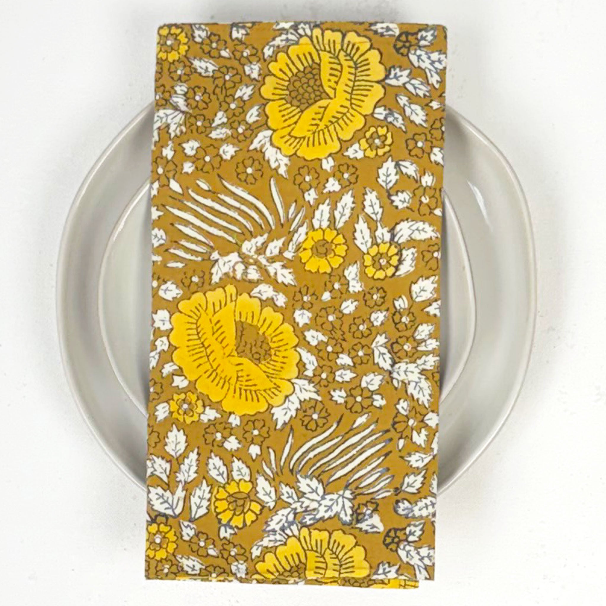 Capri Dark Honey Block Printed Napkins
