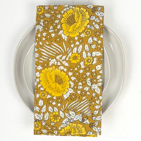 Capri Dark Honey Block Printed Napkins
