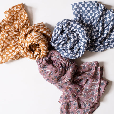 Malin Mauve Block Printed Scarf