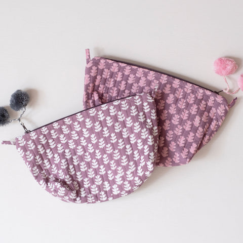 Orchid Pink Block Printed Makeup Pouch