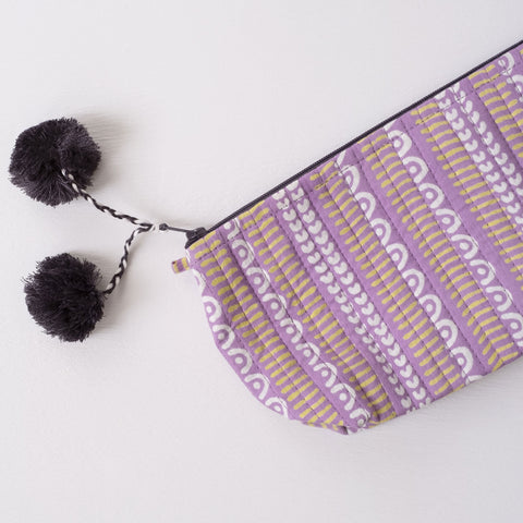 Javie Orchid Navy Block Printed Makeup Pouch