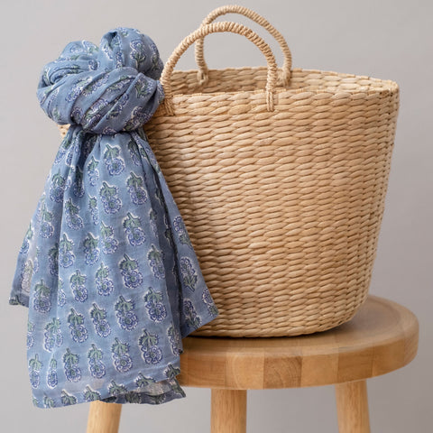 Malin Periwinkle Block Printed Scarf
