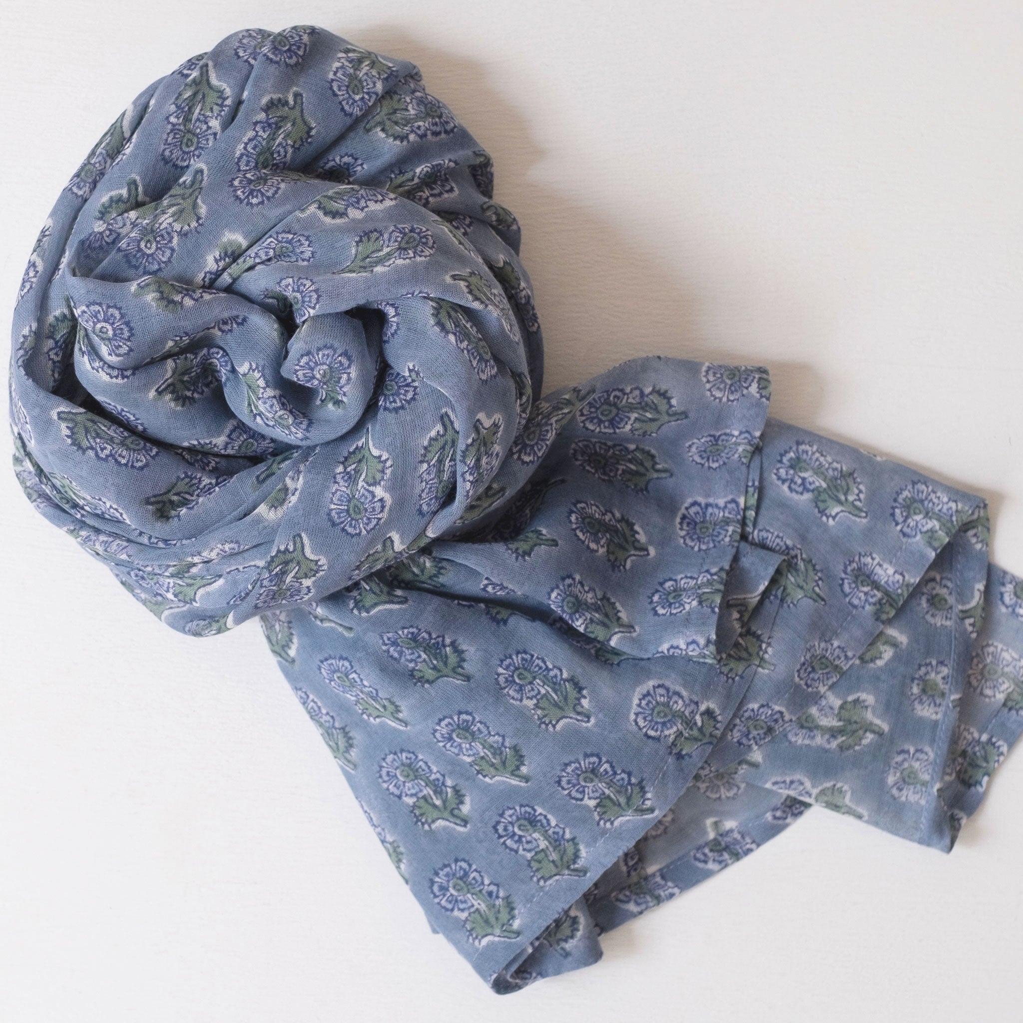 Malin Periwinkle Block Printed Scarf