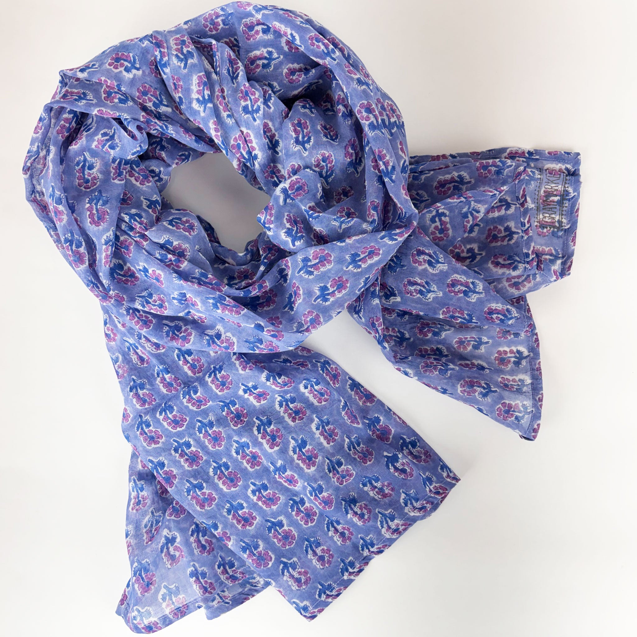 Malin Periwinkle Block Printed Scarf