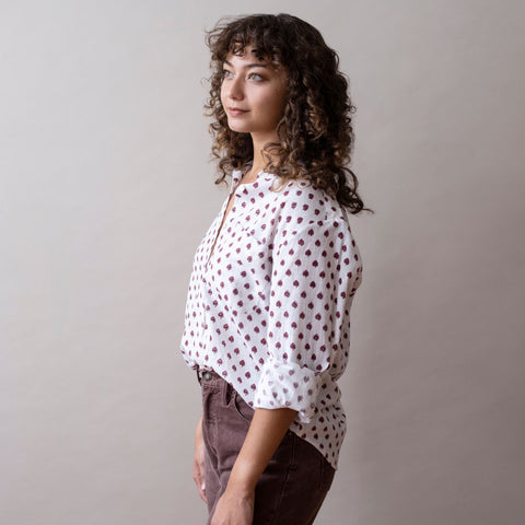 PRE-ORDER Pali Top- Azou Snow Fig in Cotton Linen