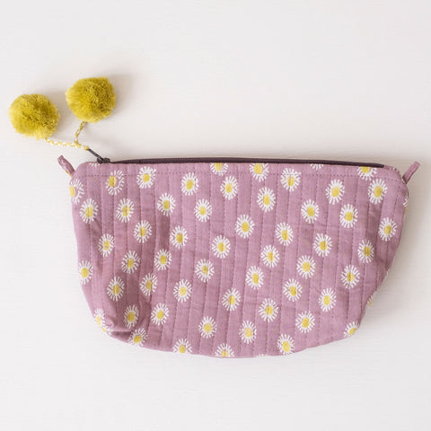 Rosa Lilac Block Printed Makeup Pouch