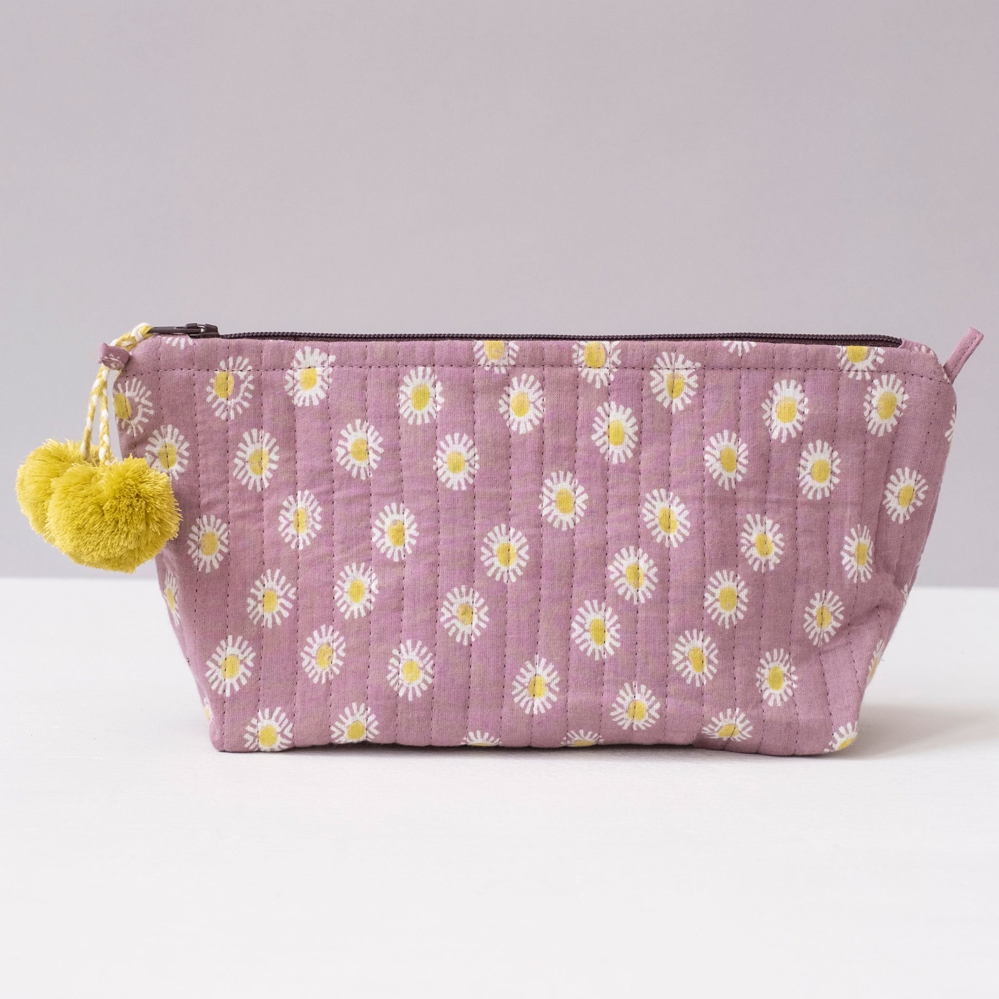 Rosa Lilac Block Printed Makeup Pouch