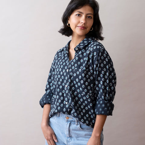 PRE-ORDER Pali Top- Rosa Navy in Cotton Linen