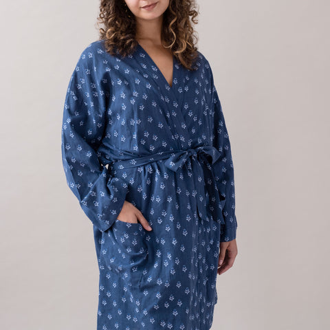 PRE-ORDER Tulip Navy and Blue Robe