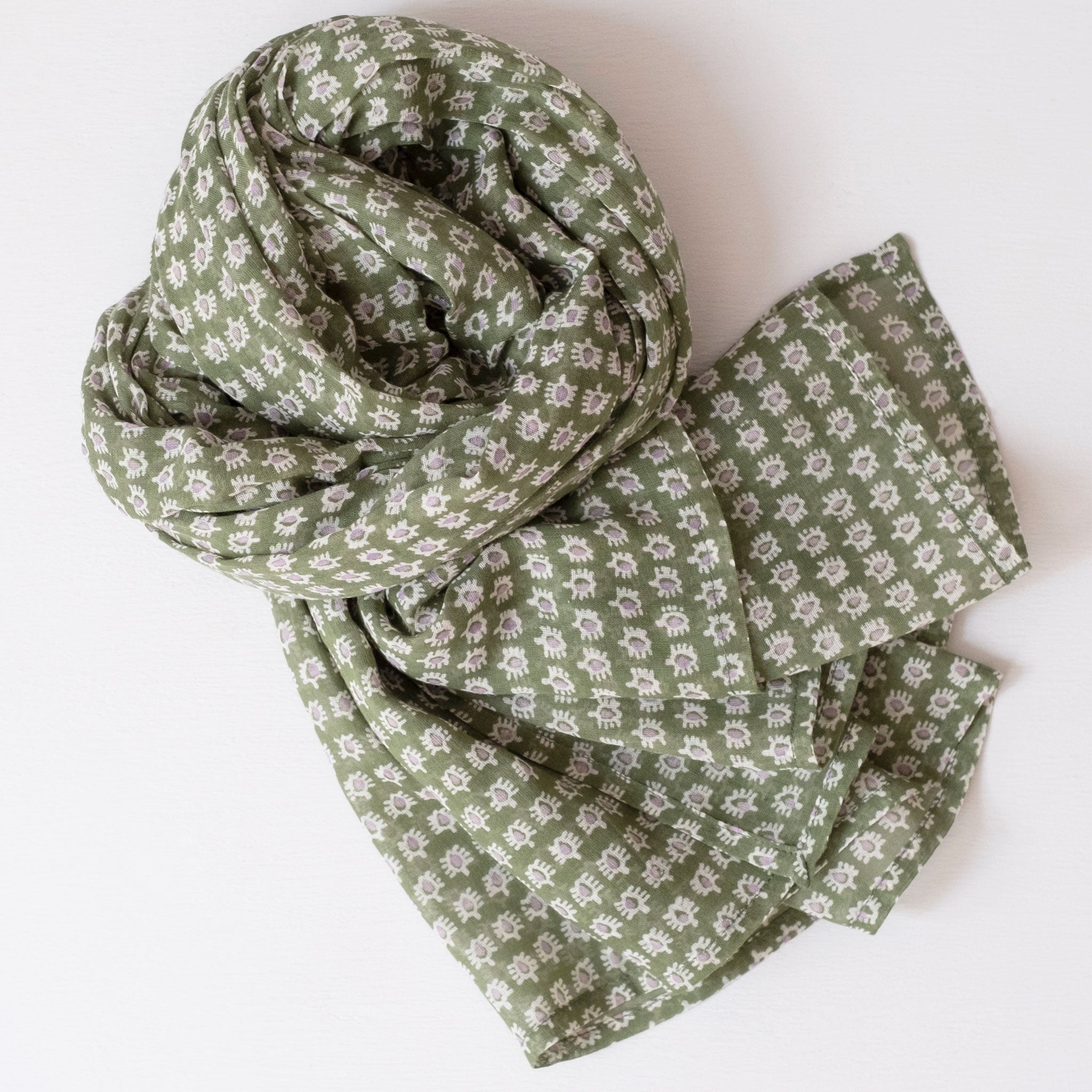 Uma Moss Block Printed Scarf