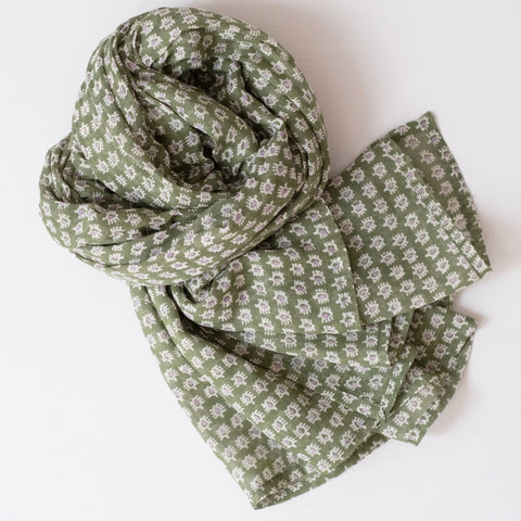 Uma Moss Block Printed Scarf